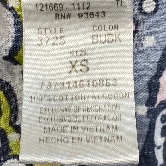 Runway by Cherokee Scrub Top Womens XS Gray Yellow Butterfly Fitted Healthcare - Picture 3 of 12